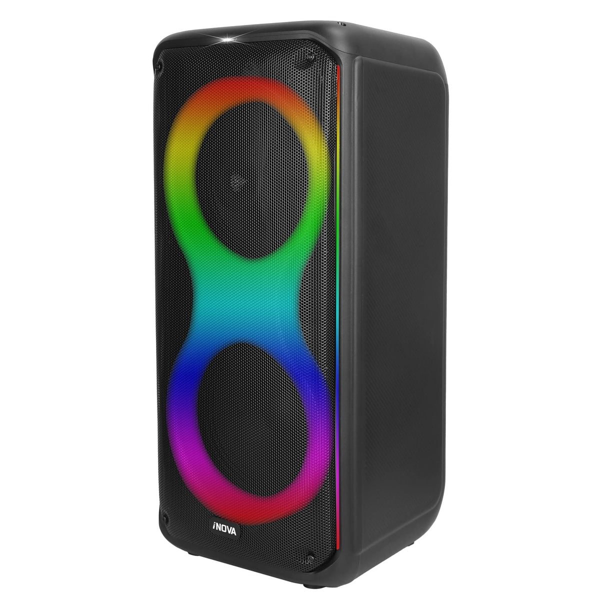 Moclever Portable Wireless Party Speaker with TWS Function FM Radio USB MMC Card Reading Aux In Recording Function Mic Priority, 7 Colorful Lights, Remote Control, Black