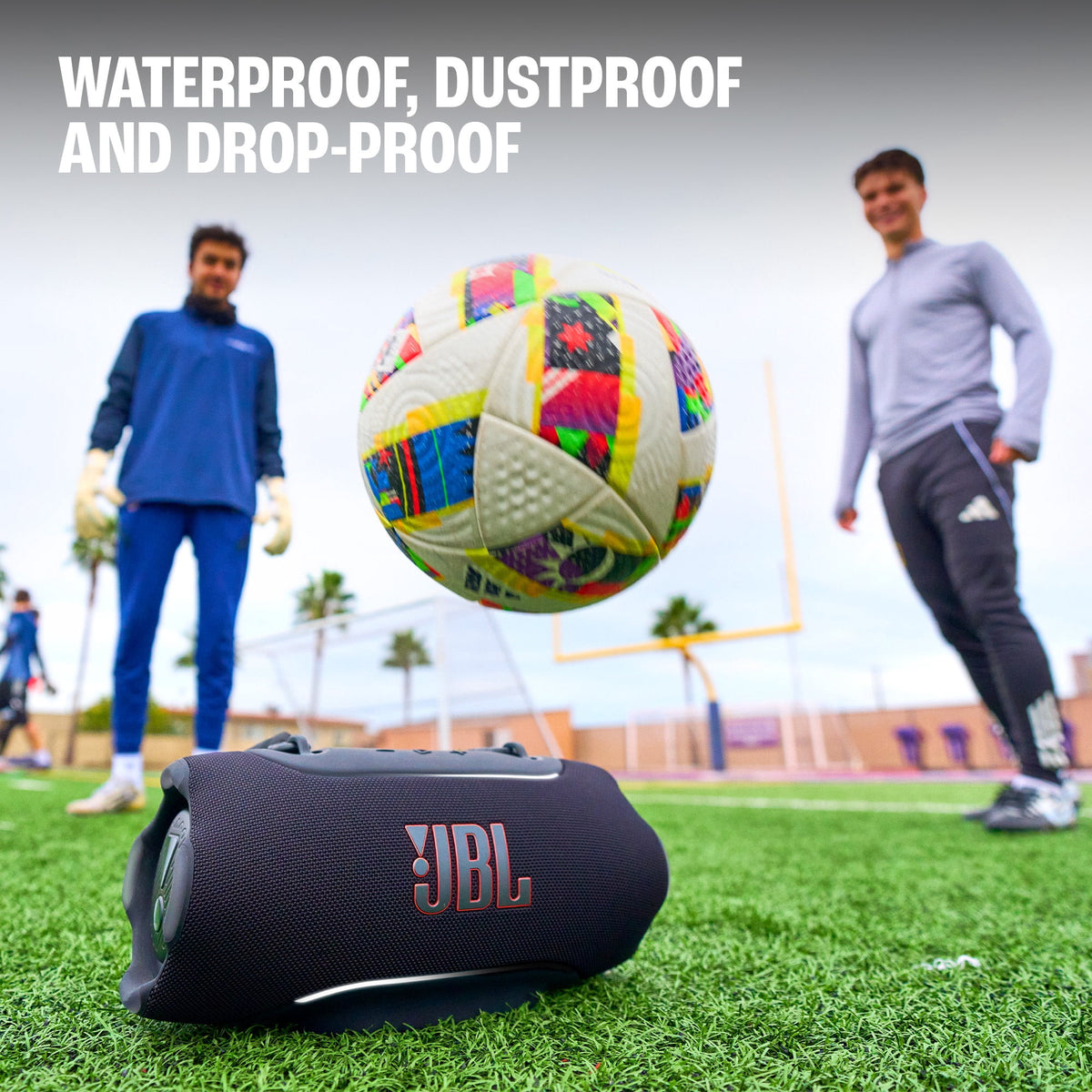 JBL Xtreme 5 - Portable waterproof speaker with massive legendary JBL sound, ambient edge lighting, and a convenient shoulder strap - Black