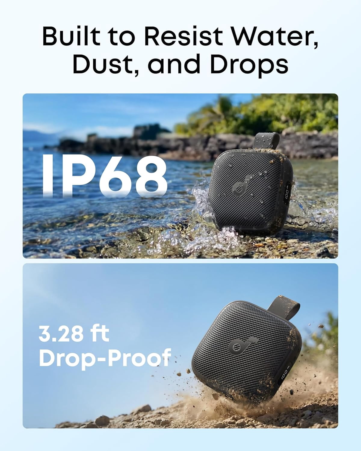 Soundcore Boom Go 3i by Anker Portable Speaker, 15W Punchy Sound, 24H Playtime, Bluetooth 6.0, BassUp 2.0, IP68, Emergency Charging for Hiking/Cycling/Camping