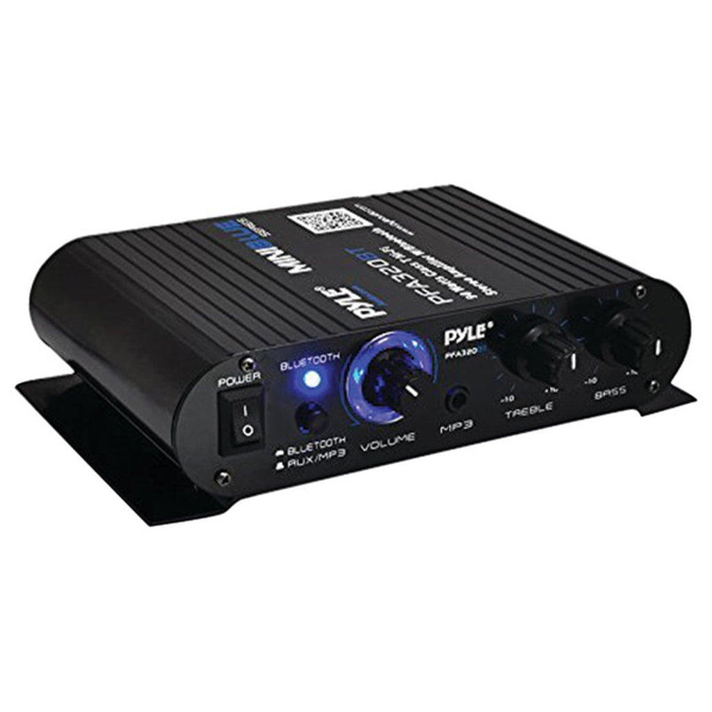 Pyle PFA330BT Amp System w/ 2x 5.25" 400W Indoor/Outdoor White Waterproof Speakers, Speaker Wire