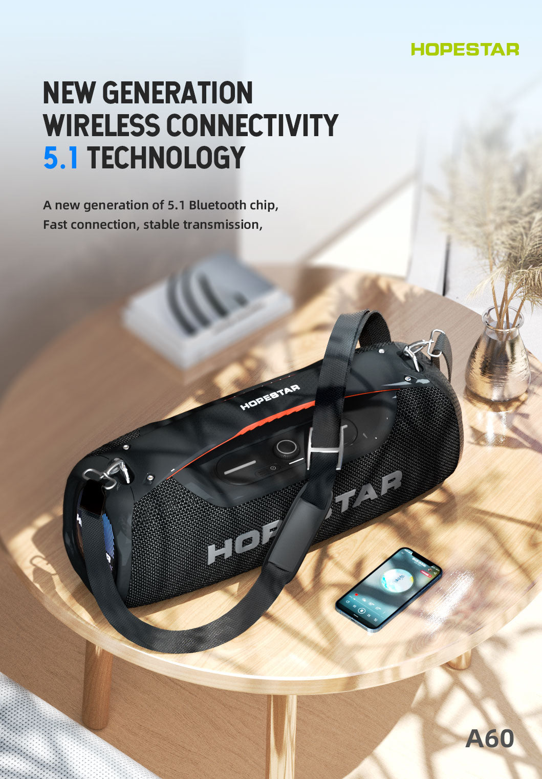Hopestar 100W Wireless Bluetooth Speaker with Microphone & Carry Handle, Portable, Powerful Sound