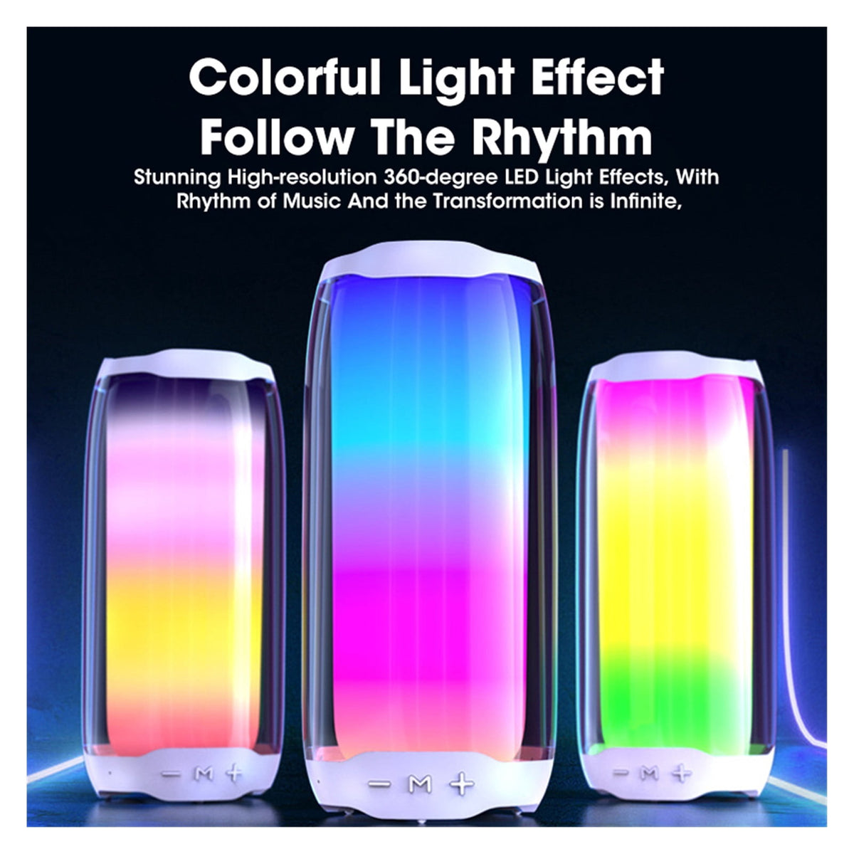 LED Light Speaker Portable Bluetooth Outdoor Loundspeaker Subwoofer FM Radio Sound Dazzling Lights Desktop Card Subwoofer ,Bike Audio