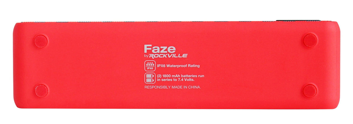 (2) Rockville Faze Red 50w Portable Bluetooth Speakers w/TWS Wireless Linking