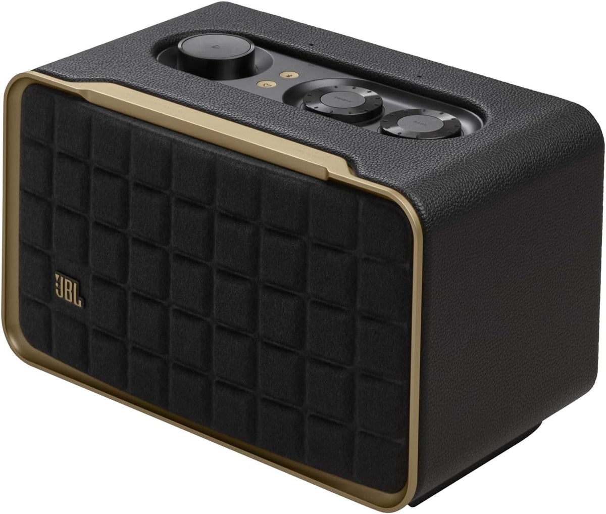 Open Box JBL Authentics 200 - Smart home speaker with Wi-Fi, Bluetooth and Voice Assistants with retro design - Black