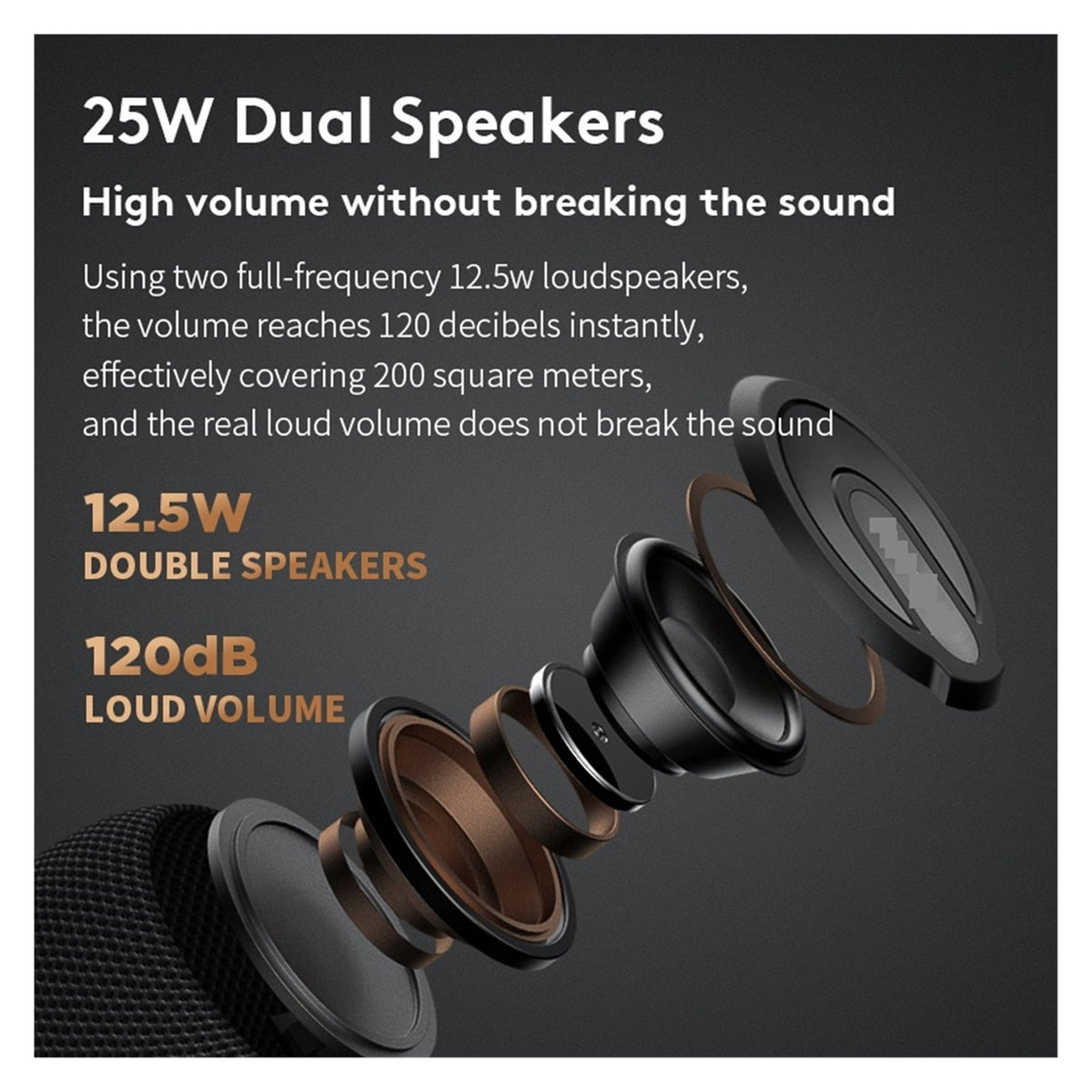 25W Wireless Speaker Mini Portable Waterproof Wireless Bluetooth Speaker Bass Stereo Music Outdoor Travel Home Party Speaker ,Bike Audio