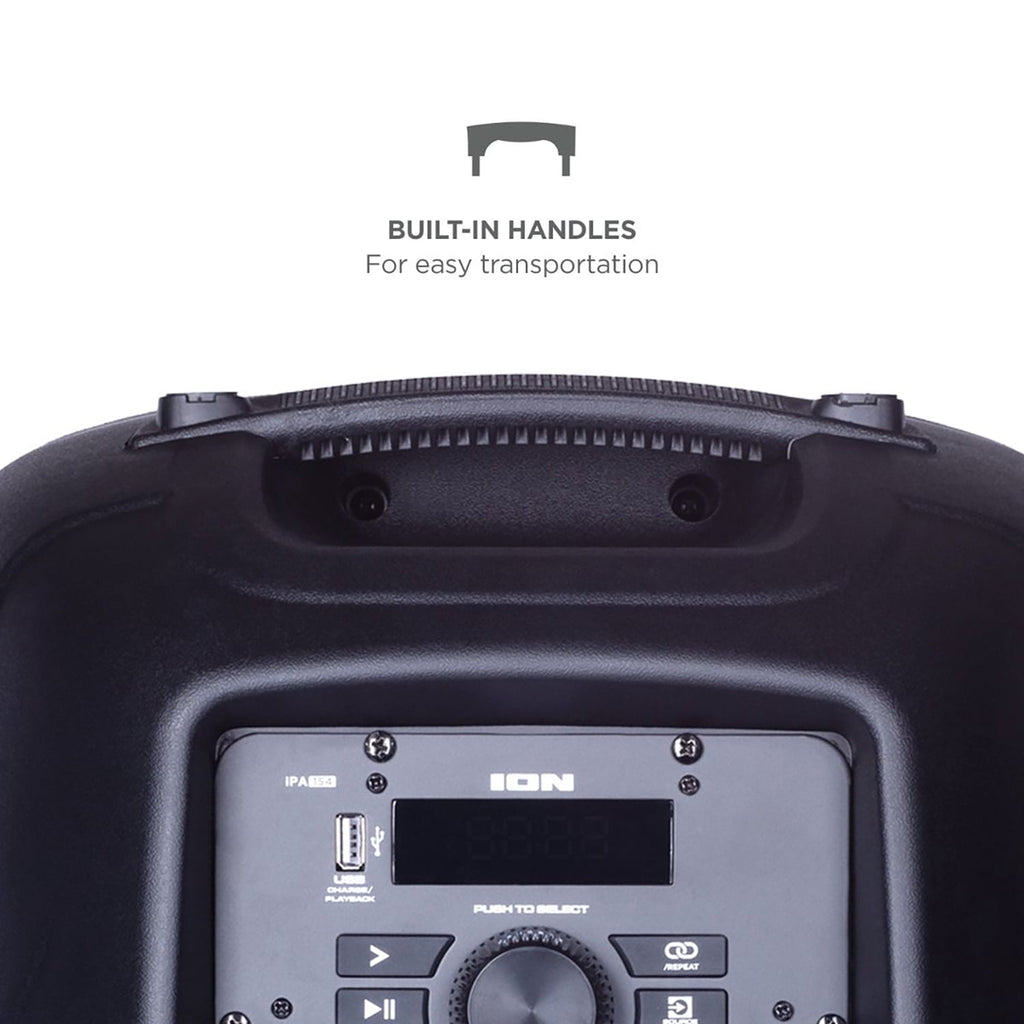 ION Pro Glow Ultra High-Power Portable Bluetooth PA Speaker with Lights, Sonic Wide Audio, and Microphone, Black