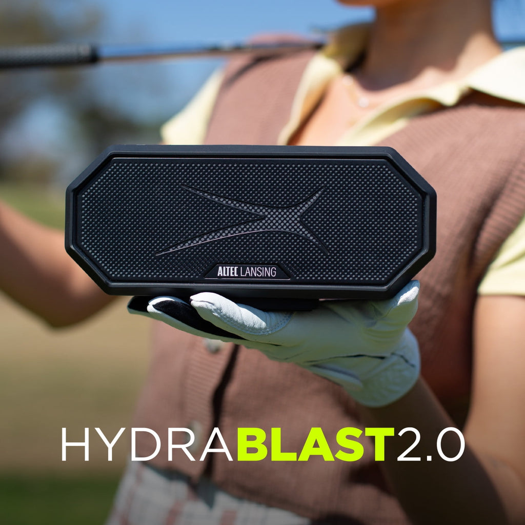 Altec Lansing HydraBlast 2.0 EverythingProof™ Bluetooth Speaker, IP67 Waterproof, 20H Battery, Qi Wireless & USB Charging, LED Lights, Party Sync, 100ft Range