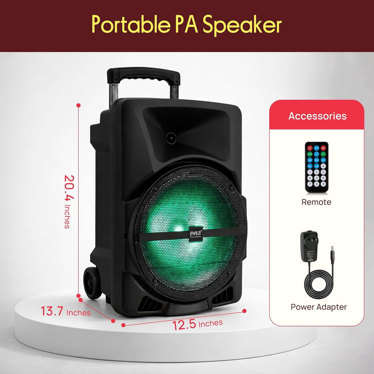Pyle Wireless Portable PA Speaker System - 800W Powered Bluetooth Indoor & Outdoor DJ Stereo Loudspeaker