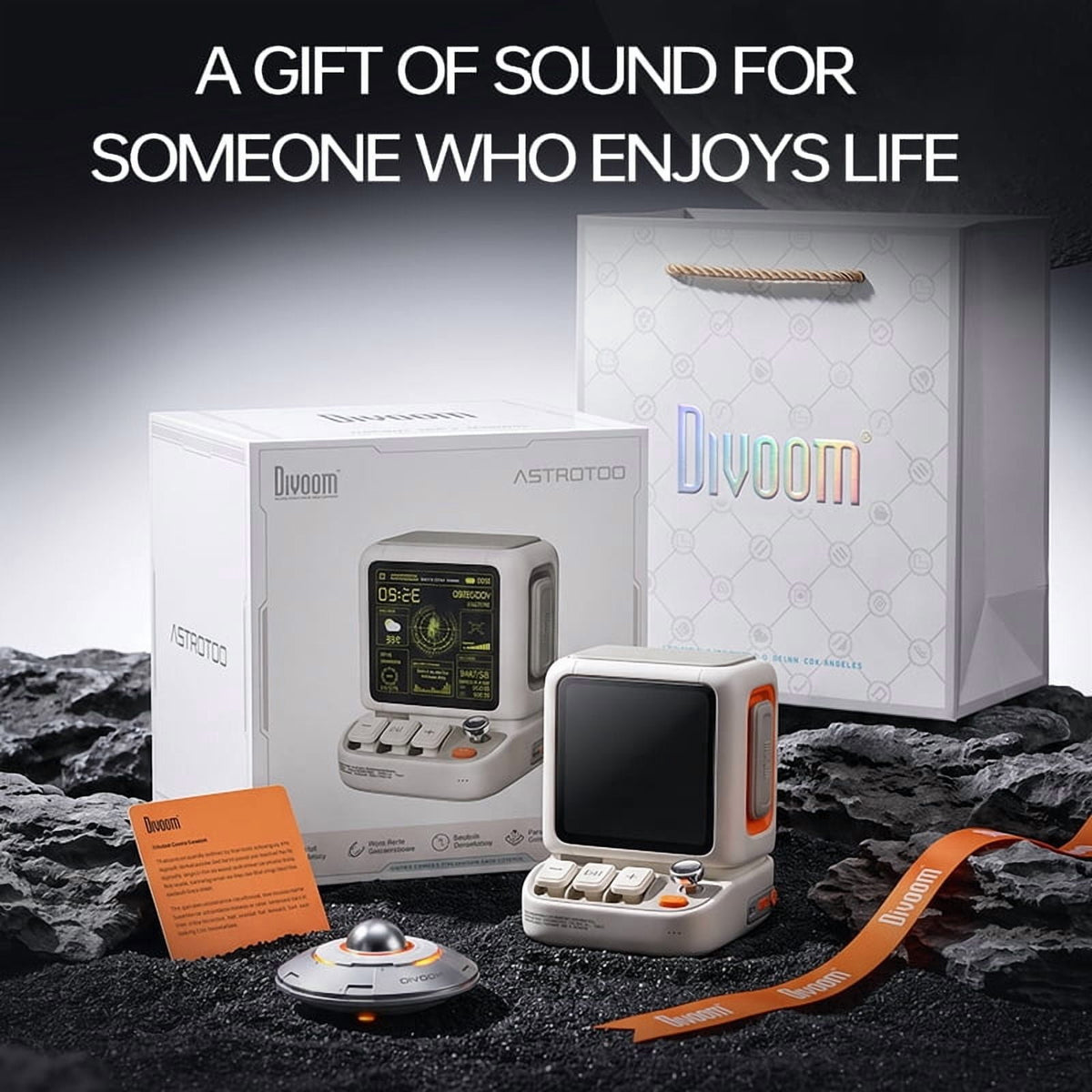 Divoom AstroToo Smart Pixel Art Bluetooth Speaker with App-Controlled Display, Digital Photo Frame, Desk Clock and 5000mAh Battery, White
