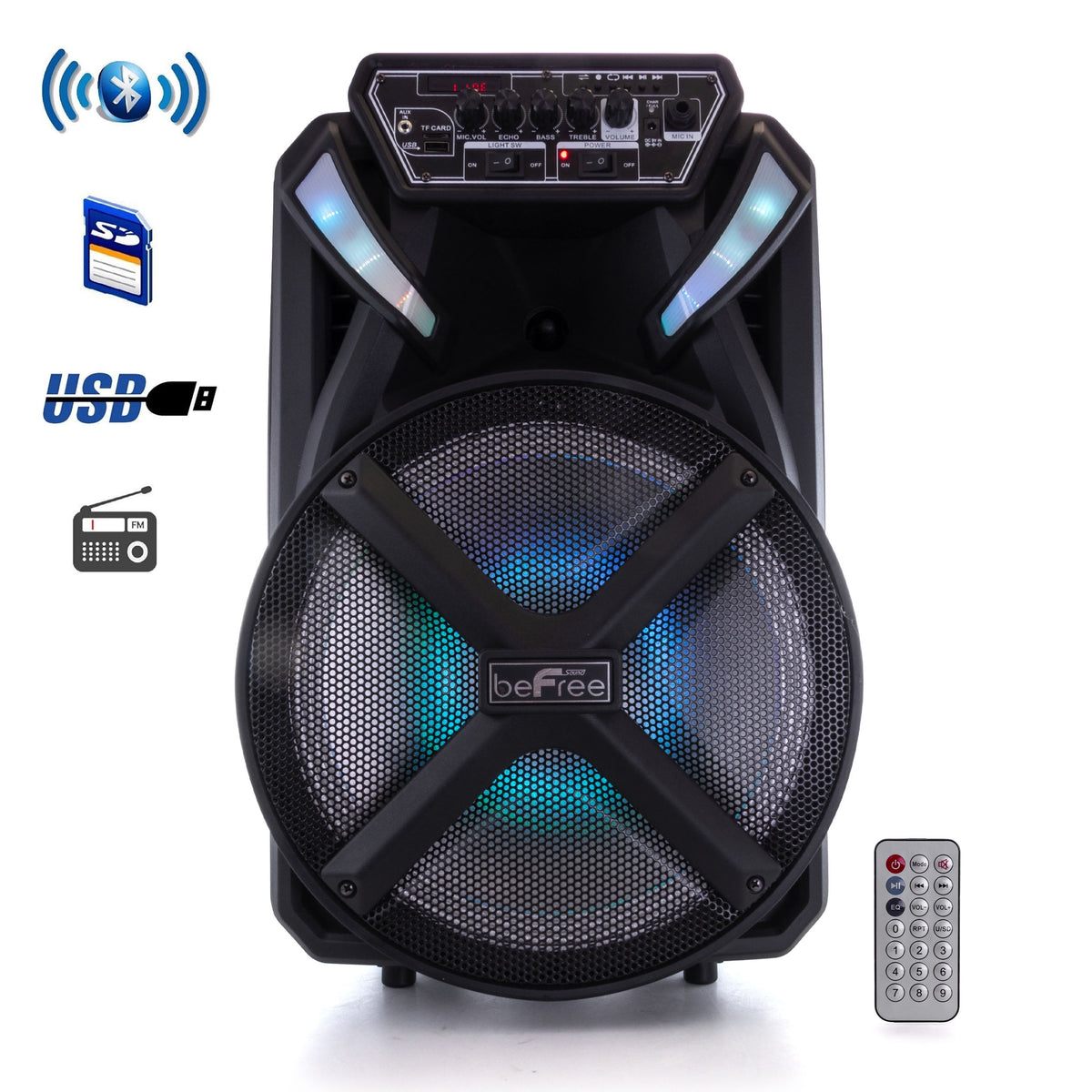 beFree Sound 12 Inch Bluetooth Portable Rechargeable Party Speaker