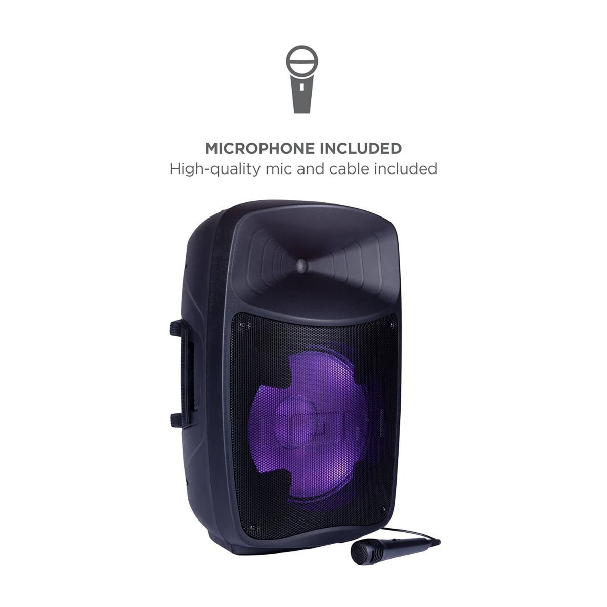 ION Pro Glow Ultra High-Power Portable Bluetooth PA Speaker with Lights, Sonic Wide Audio, and Microphone, Black