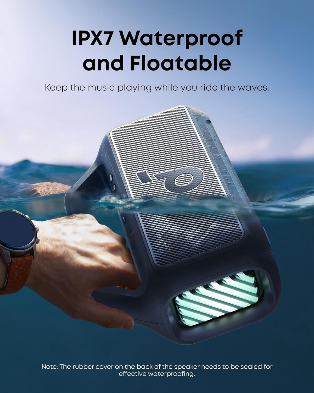 Soundcore Boom 2 By Anker, Outdoor Speaker, 80W, Subwoofer, 24H Playtime, IPX7 Waterproof, Floatable, RGB Lights, Blue