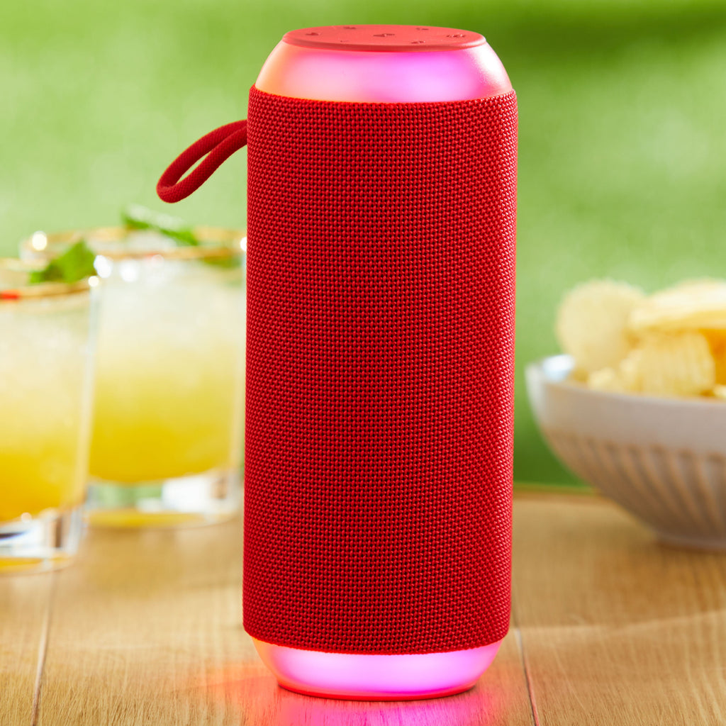onn Large Rugged Speaker with Bluetooth Wireless Technology and LED Lighting, Camo