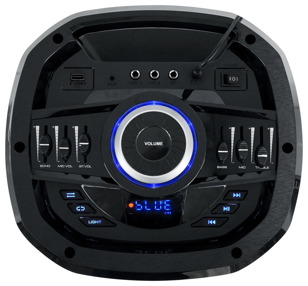 Rockville Go Party ZR10 Dual 10" Portable Bluetooth Speaker w/LED+UHF Microphone