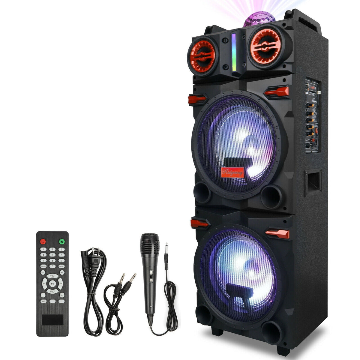 Dazone 4,500W Bluetooth Speaker Rechargable Dual 10" Woofer Party FM Karaok DJ LED AUX