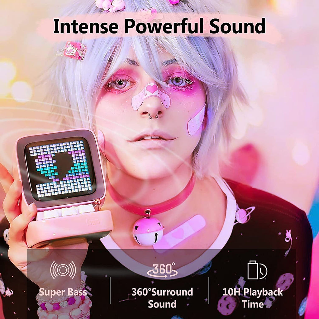 Divoom Ditoo Pro Pixel Art Gaming Bluetooth Speaker with 16x16 LED Display & App Control, 15W, Pink