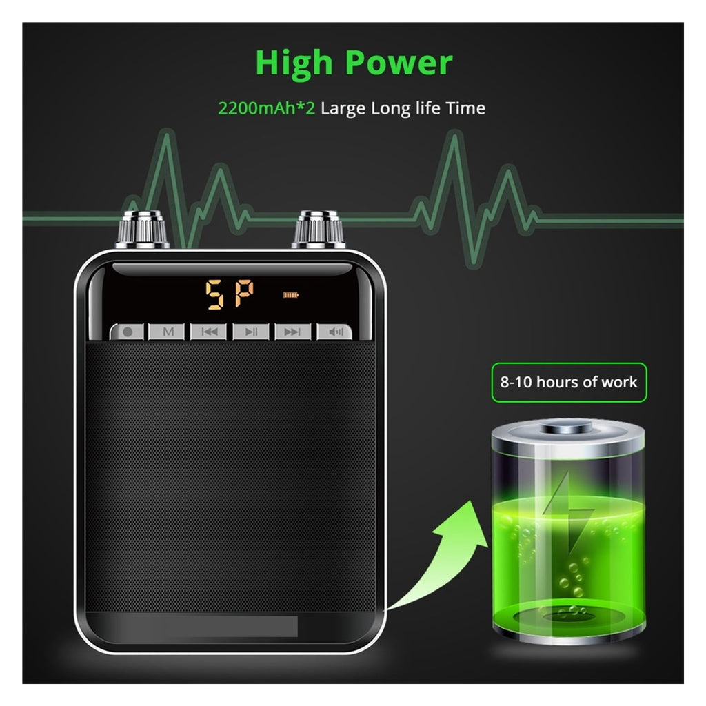 Blue-tooth Smart Wireless Voice Amplifier For Teachers Megaphone Amplifier Speakers UHF Wireless Microphone FM Radio ,Easy to Operate