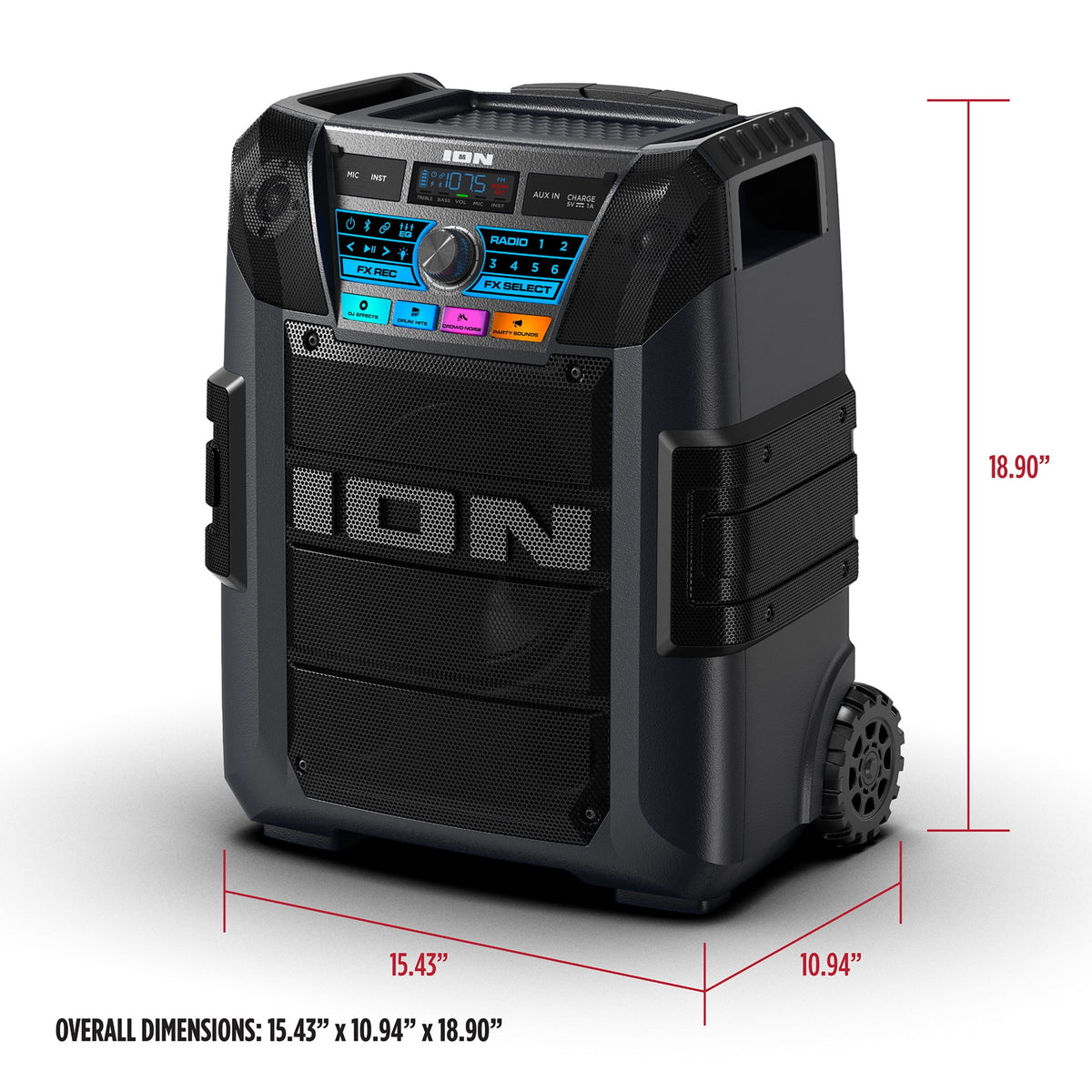 ION Audio Tailgater XL Portable All-Weather Speaker with 5-Speaker Sound, IPX5 Water-Resistant