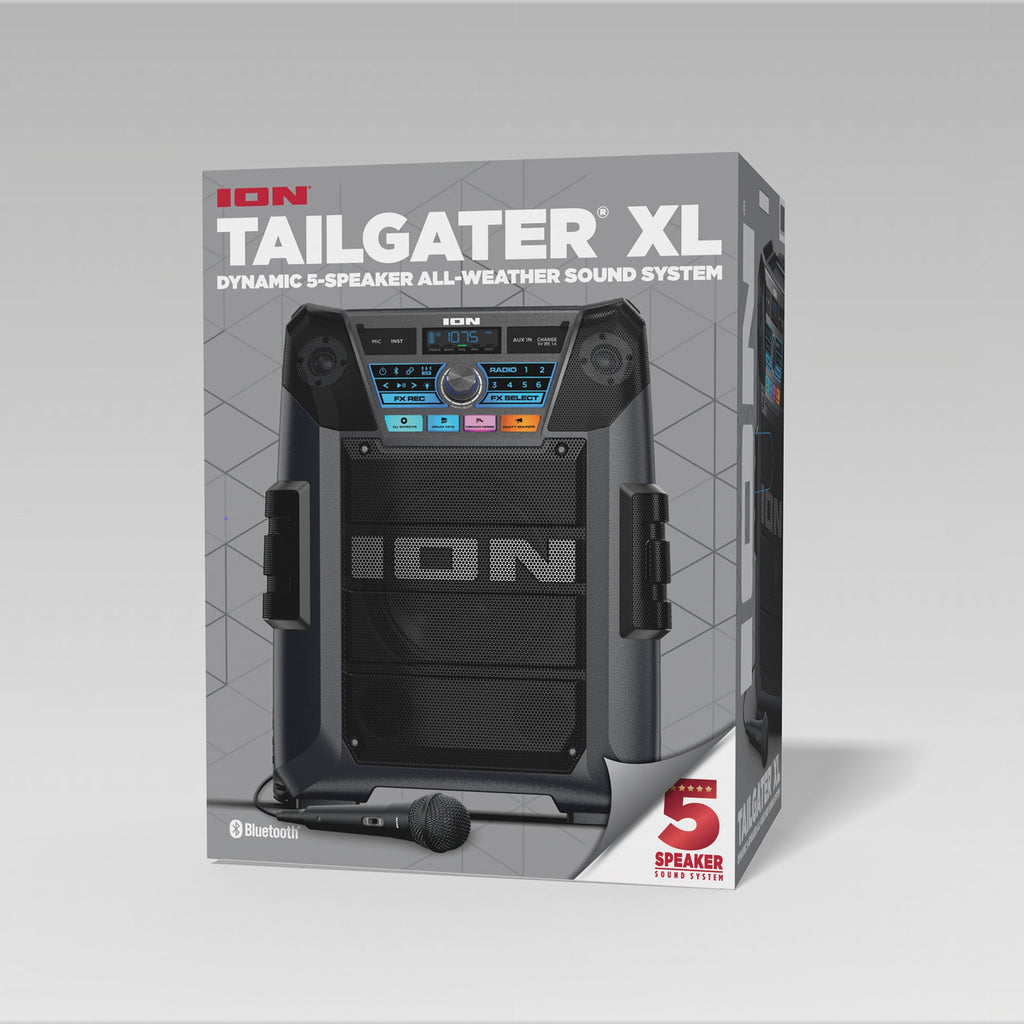 ION Audio Tailgater XL Portable All-Weather Speaker with 5-Speaker Sound, IPX5 Water-Resistant