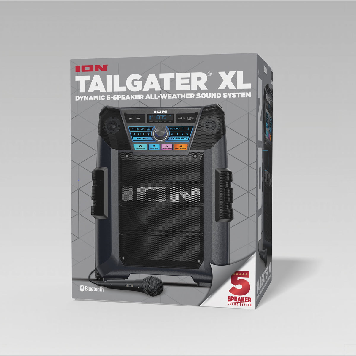 ION Audio Tailgater XL Portable All-Weather Speaker with 5-Speaker Sound, IPX5 Water-Resistant
