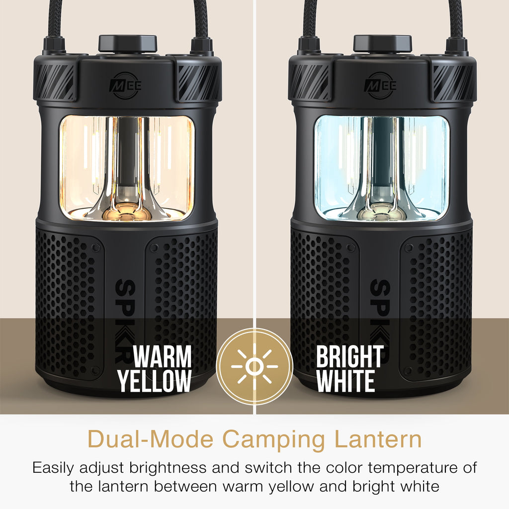 MEE audio lightSPKR Bluetooth Wireless Speaker with Camping Lantern, Rated IPX6 (Midnight Black)