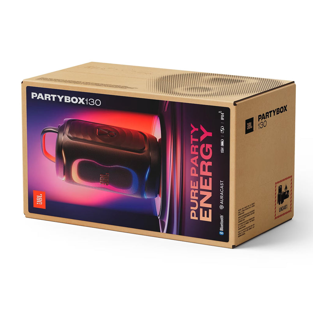 JBL PartyBox 130 - Portable party speaker with JBL legendary sound, a dynamic lightshow and a foldable ergonomic handle - Black (Sold Without Manufacturer Warranty)