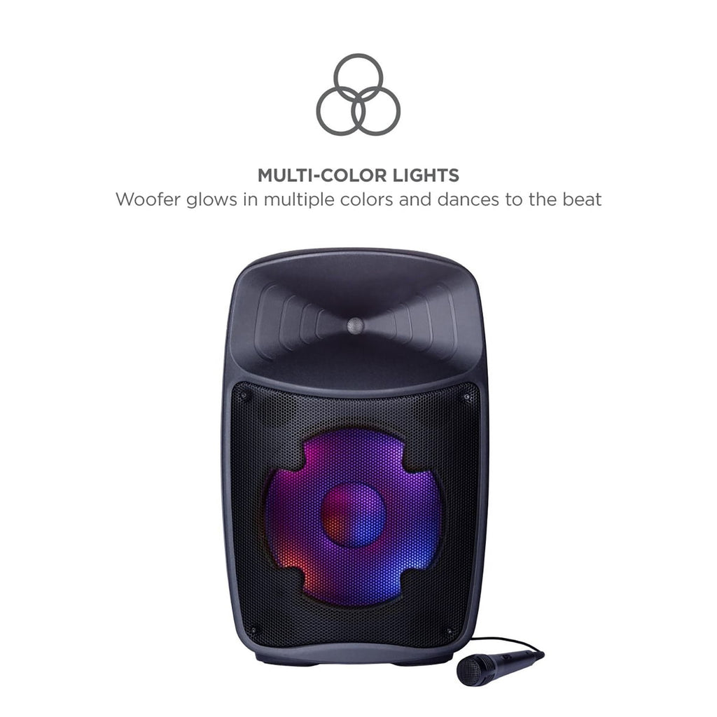 ION Pro Glow Ultra High-Power Portable Bluetooth PA Speaker with Lights, Sonic Wide Audio, and Microphone, Black