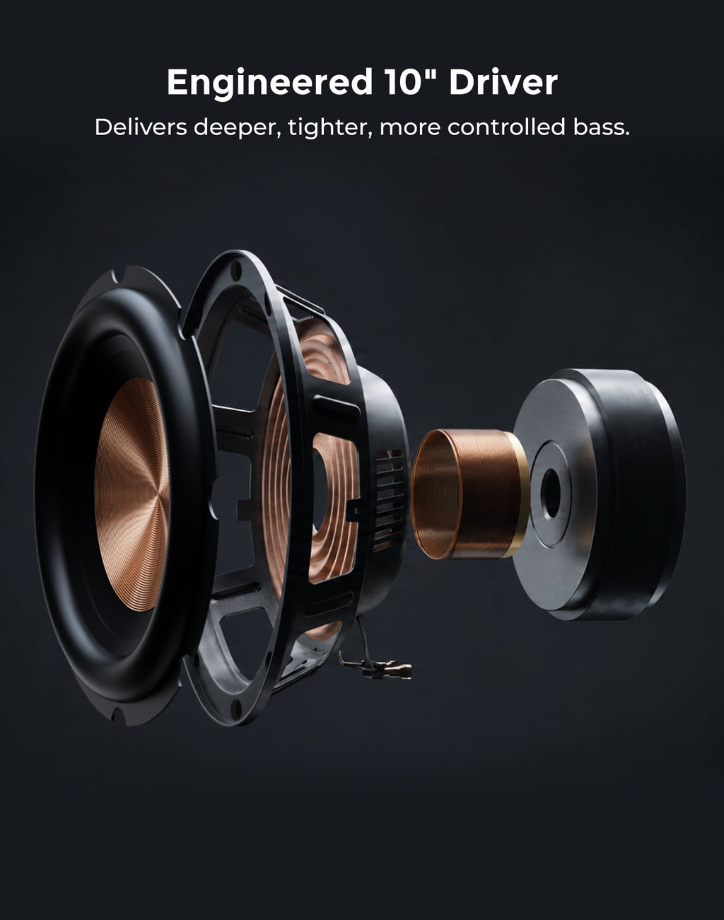ULTIMEA 10" Powered Subwoofer with Wireless Adapter, 550W Peak, 20Hz Low Frequency, App Bass Control, EQ & 0-180° Phase, Bluetooth 6.0, RCA/LFE & Speaker-Level Inputs for HiFi & A, SUB1
