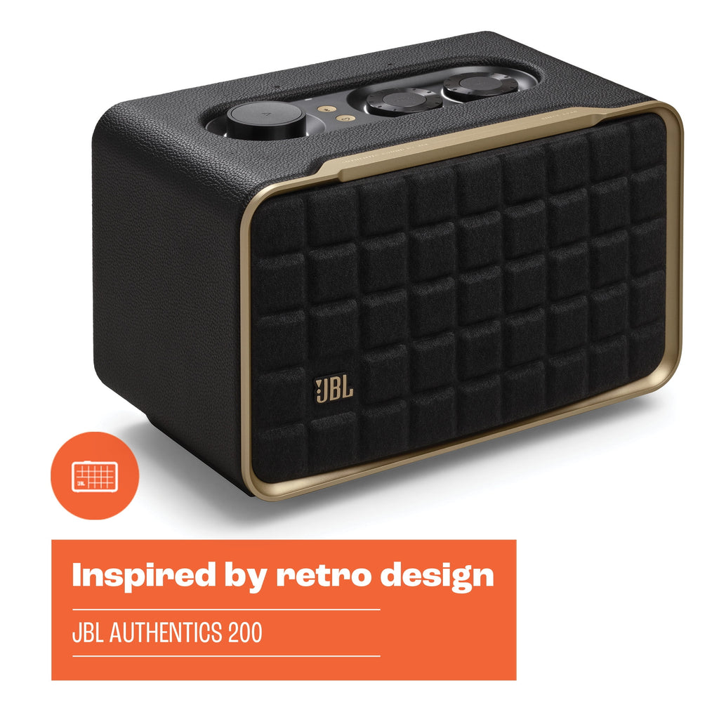 Restored JBL Authentics 200 - Smart home speaker with Wi-Fi, Bluetooth and Voice Assistants with retro design - Black (Refurbished)