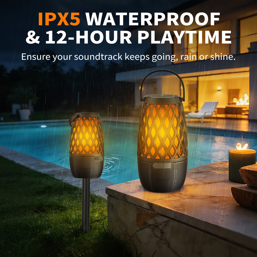 Bluetooth Speaker, Outdoor Speakers with Lights, Multi-Sync up to 100 Speakers, Halloween Decorations Outdoor, Waterproof Lantern Speaker for Garden/Party/Yard, Gifts for Men Women ( 2 Pack )