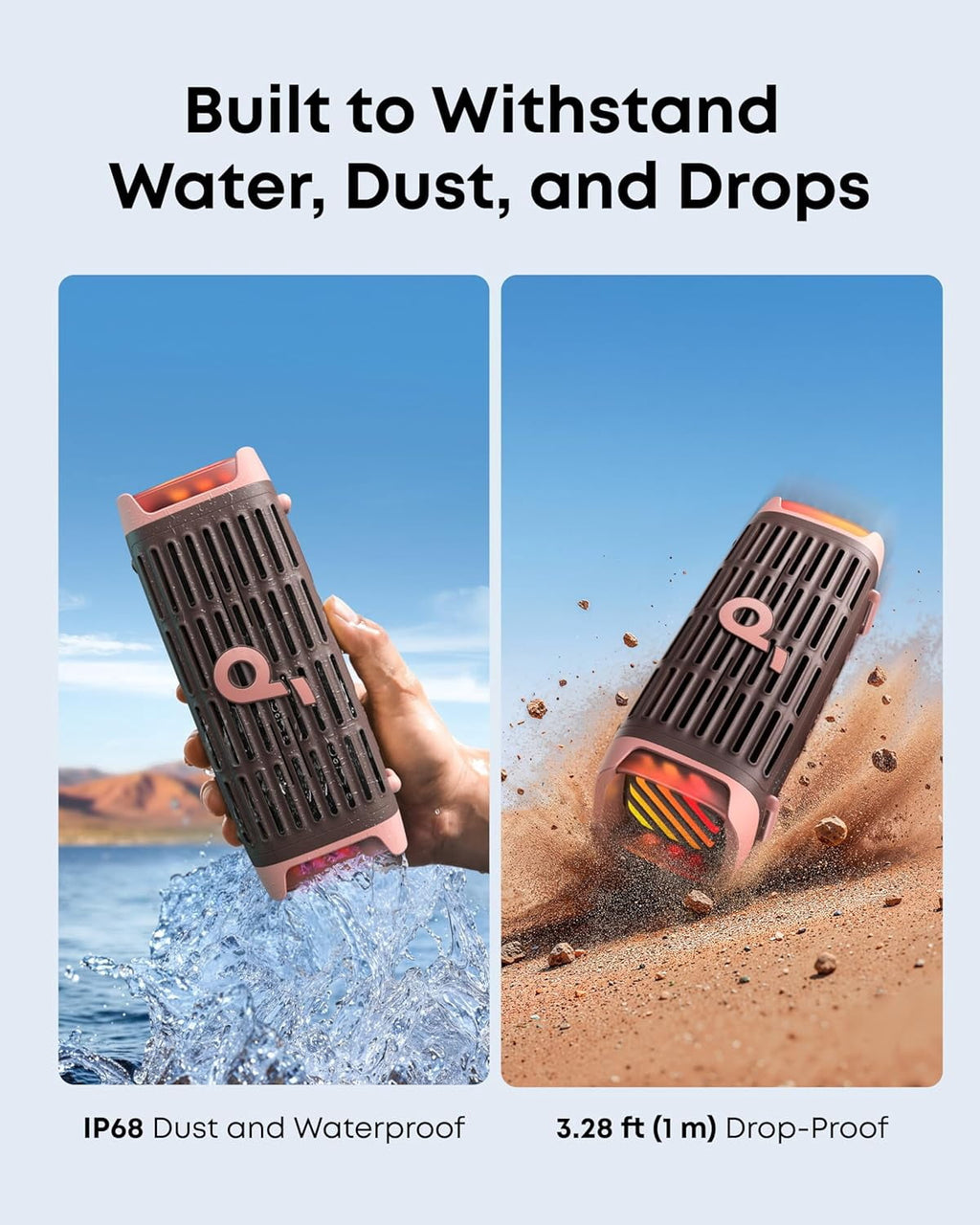 Soundcore Boom 3i by Anker, Rugged Outdoor Speaker, IP68 Waterproof, Floating Playback, Saltwater-Resistant, BassUp 2.0, 50W, Bluetooth 5.3, 16H Playtime, Tws, Kayak/Fishing/Camping