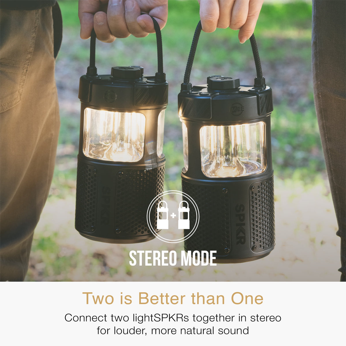 MEE audio lightSPKR Bluetooth Wireless Speaker with Camping Lantern, Rated IPX6 (Midnight Black)