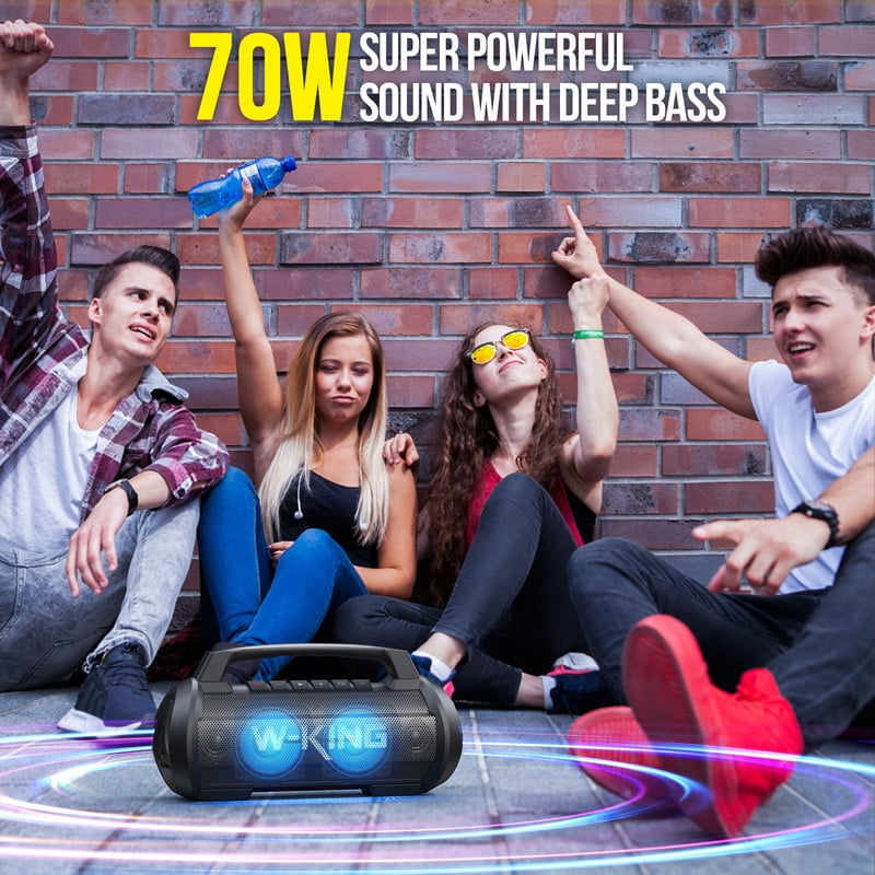 W-KING 70W RMS Bluetooth Portable Speaker, Speaker Wireless Loud IPX6 Waterproof Bluetooth Speakers with Subwoofer/Bass Boost