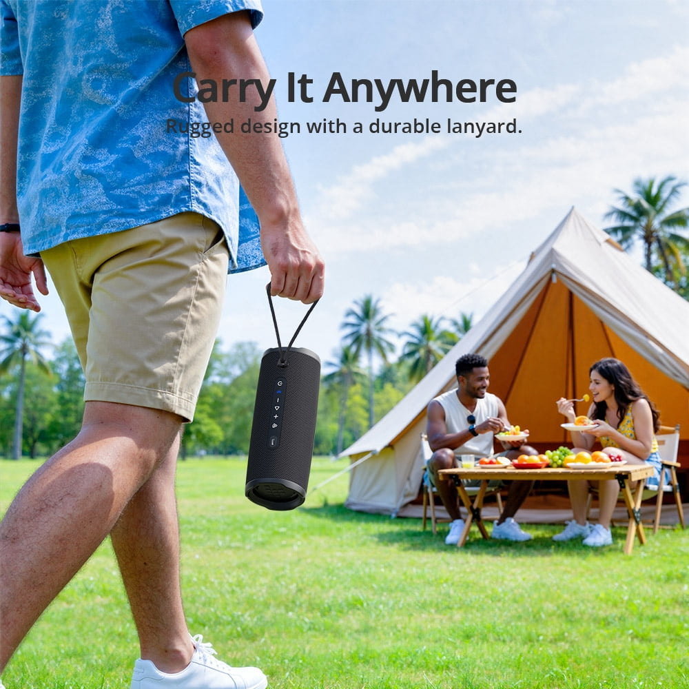 Tronsmart Mirtune C3 Plus Portable Bluetooth Speaker, IPX7 Waterproof, Auracast Multi-Speaker Sync, App Custom EQ, Detachable Lanyard for Camping Beach Pool，Blue