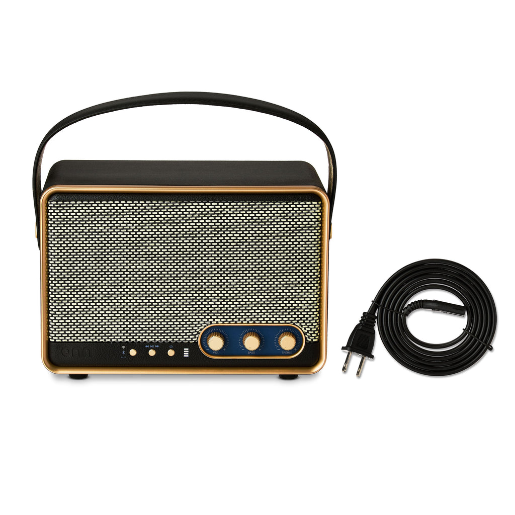 onn Medium Black Wi-Fi Speaker with Multi-Directional Sound and Bluetooth