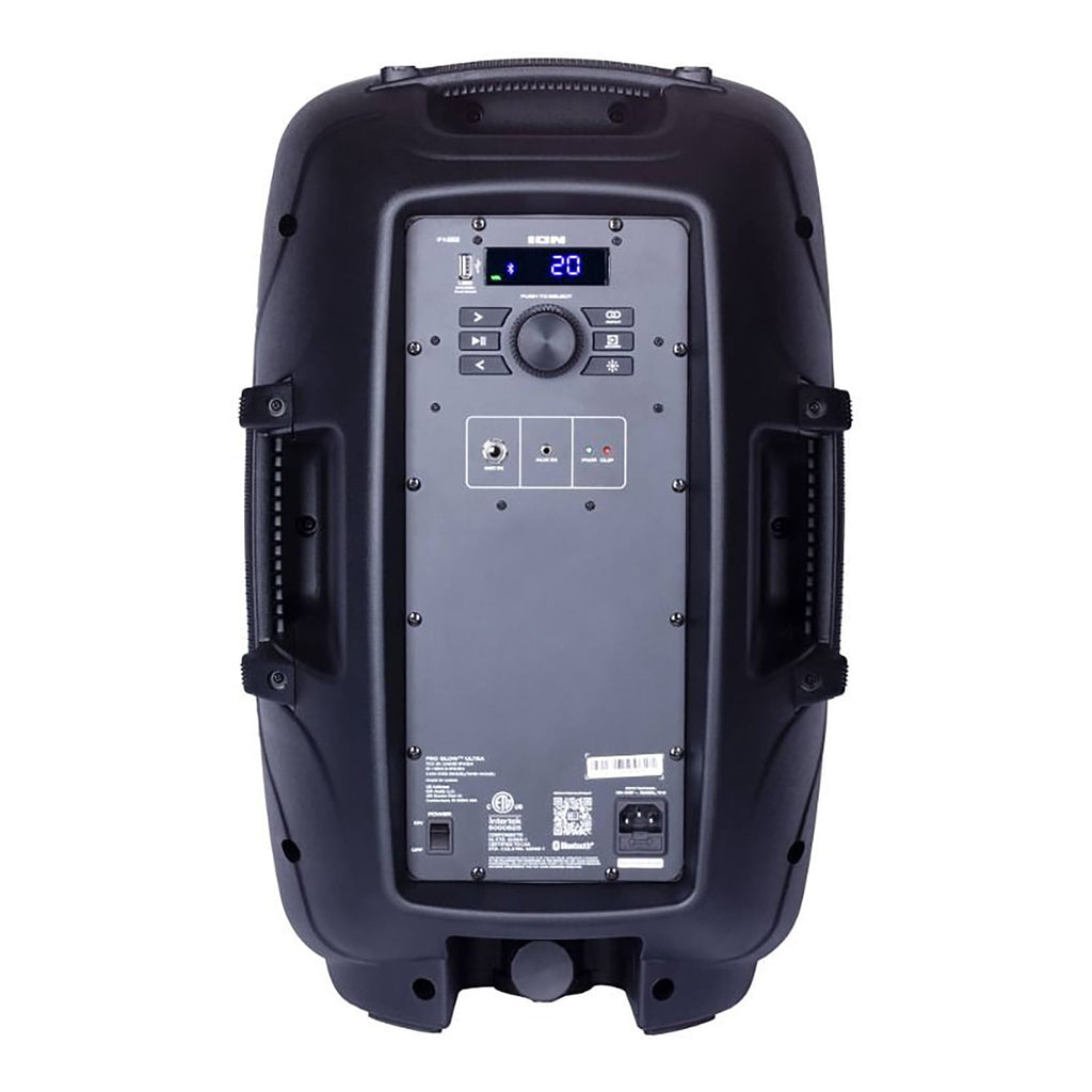 ION Pro Glow Ultra High-Power Portable Bluetooth PA Speaker with Lights, Sonic Wide Audio, and Microphone, Black