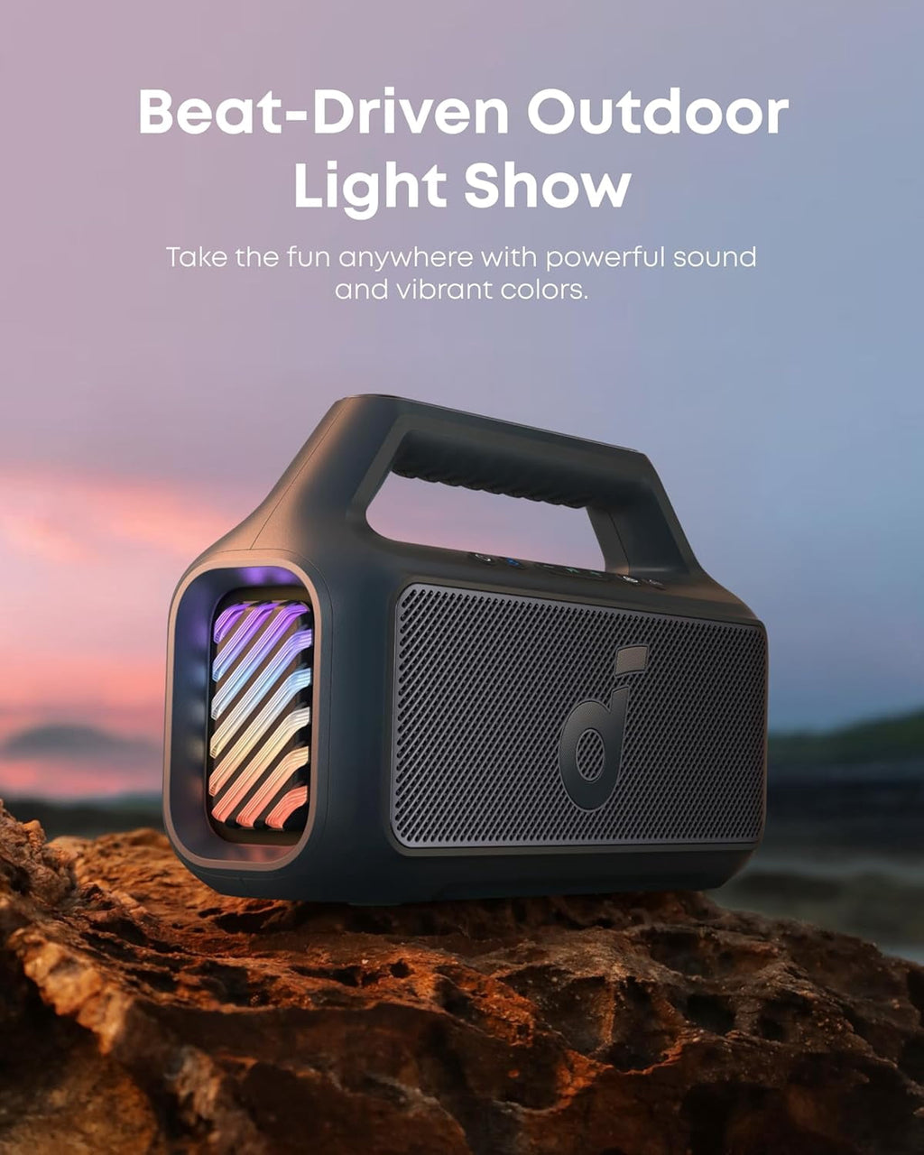 Soundcore Boom 2 By Anker, Outdoor Speaker, 80W, Subwoofer, 24H Playtime, IPX7 Waterproof, Floatable, RGB Lights, Blue