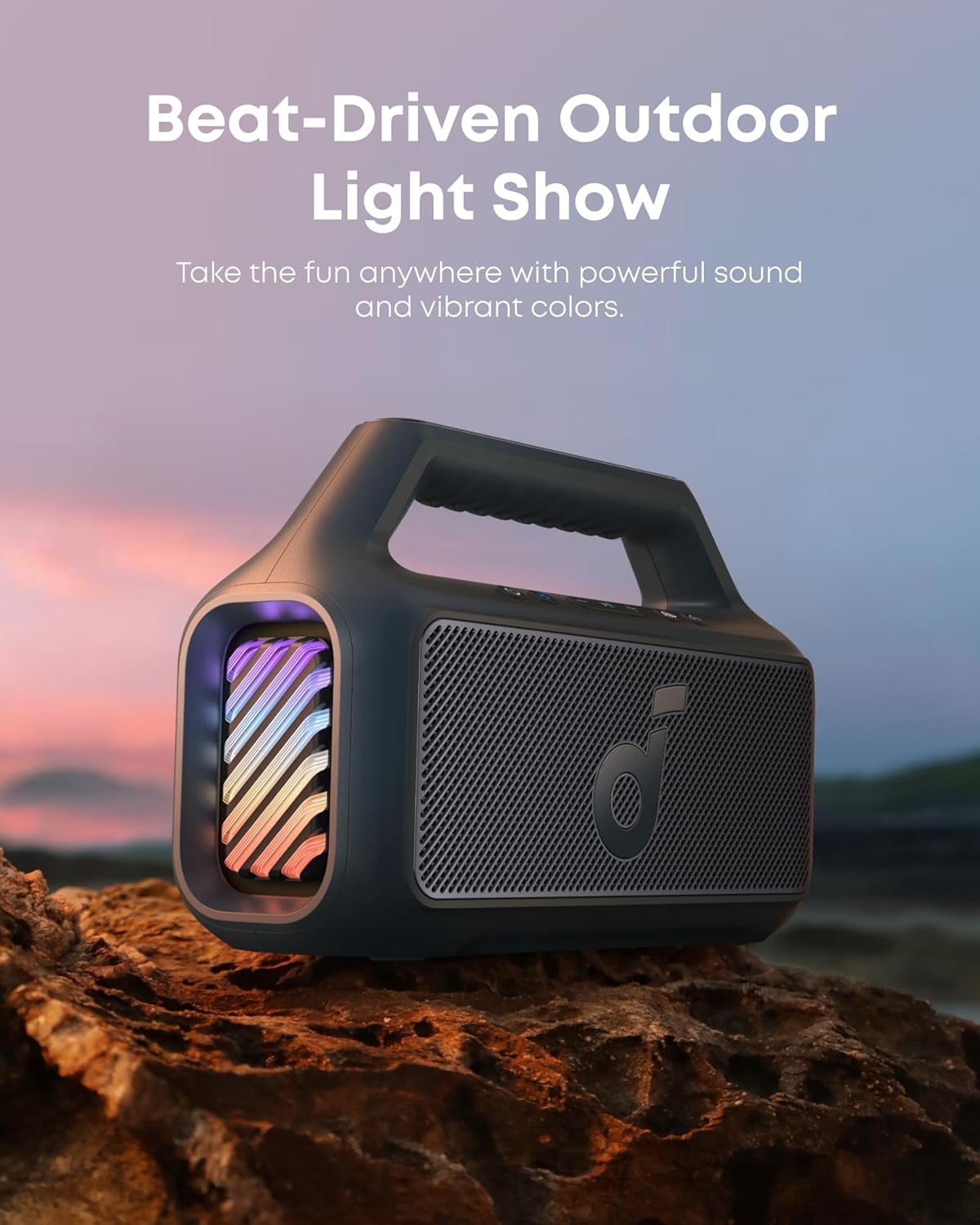 Soundcore Boom 2 By Anker, Outdoor Speaker, 80W, Subwoofer, 24H Playtime, IPX7 Waterproof, Floatable, RGB Lights, Blue