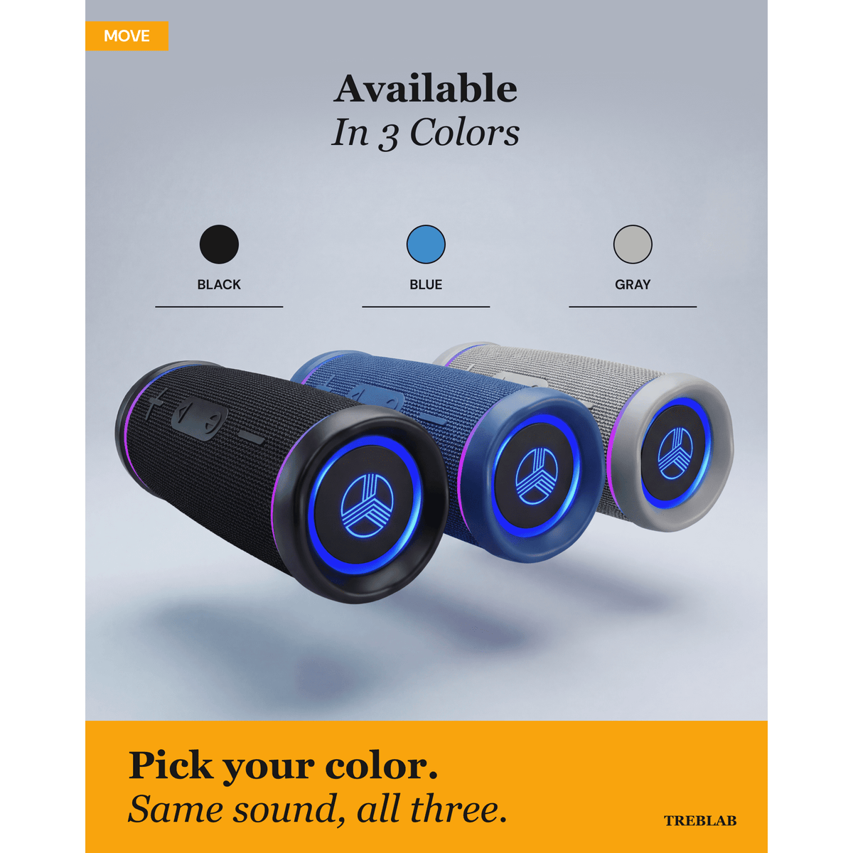 TREBLAB HD77 – Waterproof Bluetooth Speaker, 30W Loud 360° Sound, Deep Bass, IPX7, TWS Pairing, RGB Lights, 20H Battery, Portable Wireless Speaker for Outdoor, Beach, Camping, Party, Travel