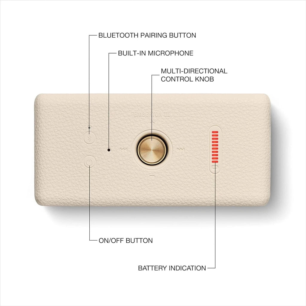 Marshall Emberton III Portable Water Resistant Bluetooth Speaker (Cream)