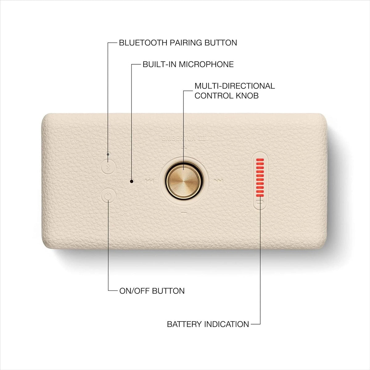 Marshall Emberton III Portable Water Resistant Bluetooth Speaker (Cream)
