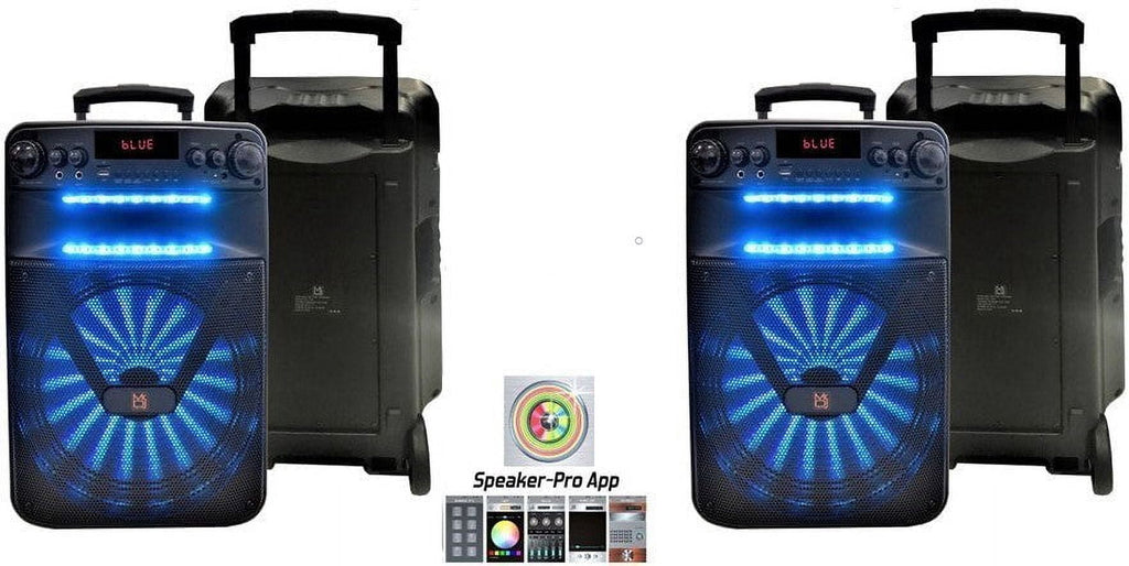 2 Mr Dj ART Bluetooth Speaker 12" Portable Speaker with Bluetooth/Rechargeable Battery and App Control
