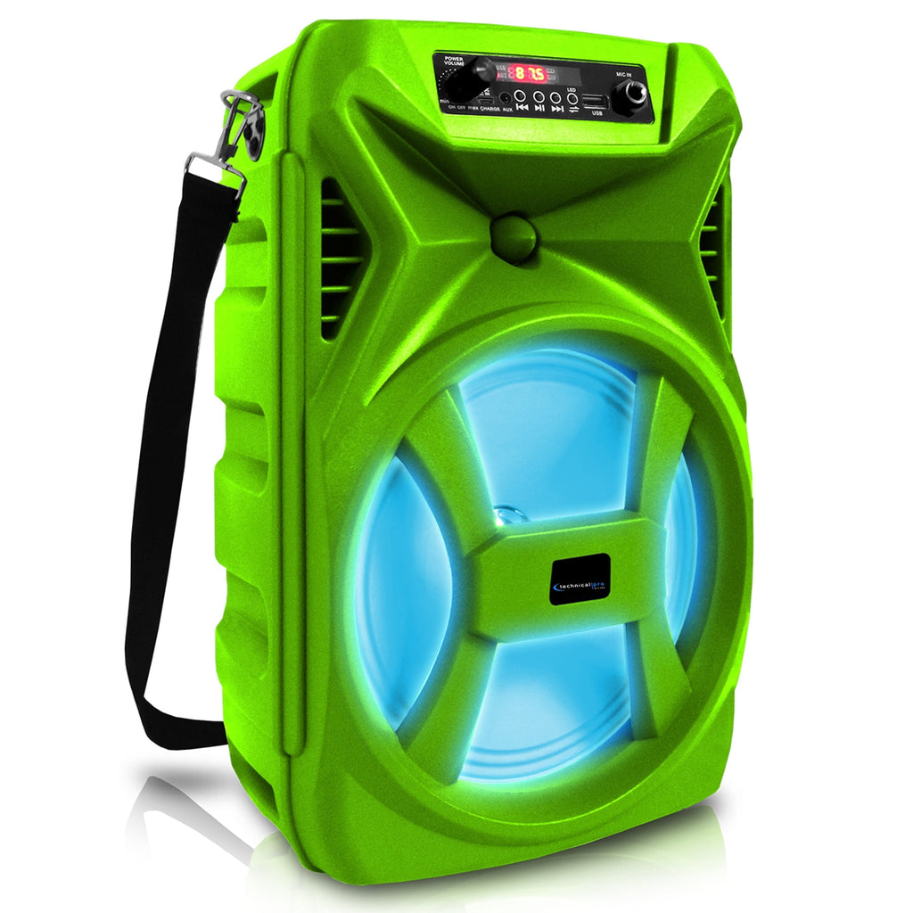 Technical Pro 8" Portable 500 Watts Bluetooth Speaker with Woofer and Tweeter, Festival PA LED Speaker, USB Card Input & True Wireless Stereo