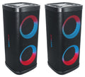 (2) Rockville BASS PARTY 65 V2 Rechargeable LED Wireless Link Bluetooth Speakers