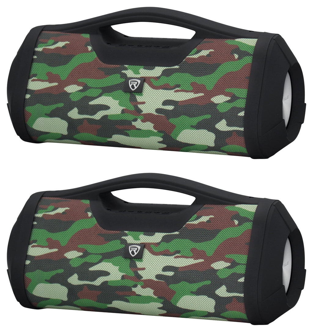 (2) Rockville RPB-XL Portable Bluetooth Wireless Linking Camo Speakers+Powerbank