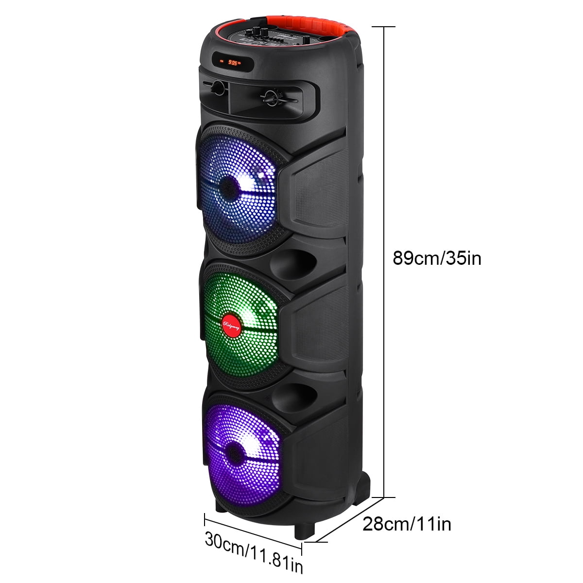 RIDWIND 4000W Peak Power Bluetooth Speakers Portable Wireless Speaker with Double 6.5 inch Subwoofer Heavy Bass,FM Radio, Microphone, Lights, Remote Control TWS Stereo Sound System Speaker