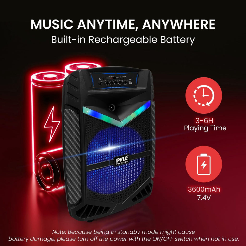 Pyle 15 Inch Bluetooth Portable Audio Party Speaker w/ Rechargeable Battery