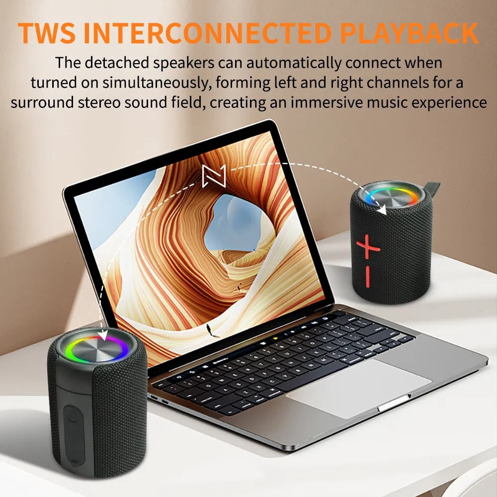2 in 1 Magnetic Split Bluetooth Speaker, 20W Waterproof Dual Splittable Wireless Stereo with 24H Playtime, True Wireless Pairing for Home