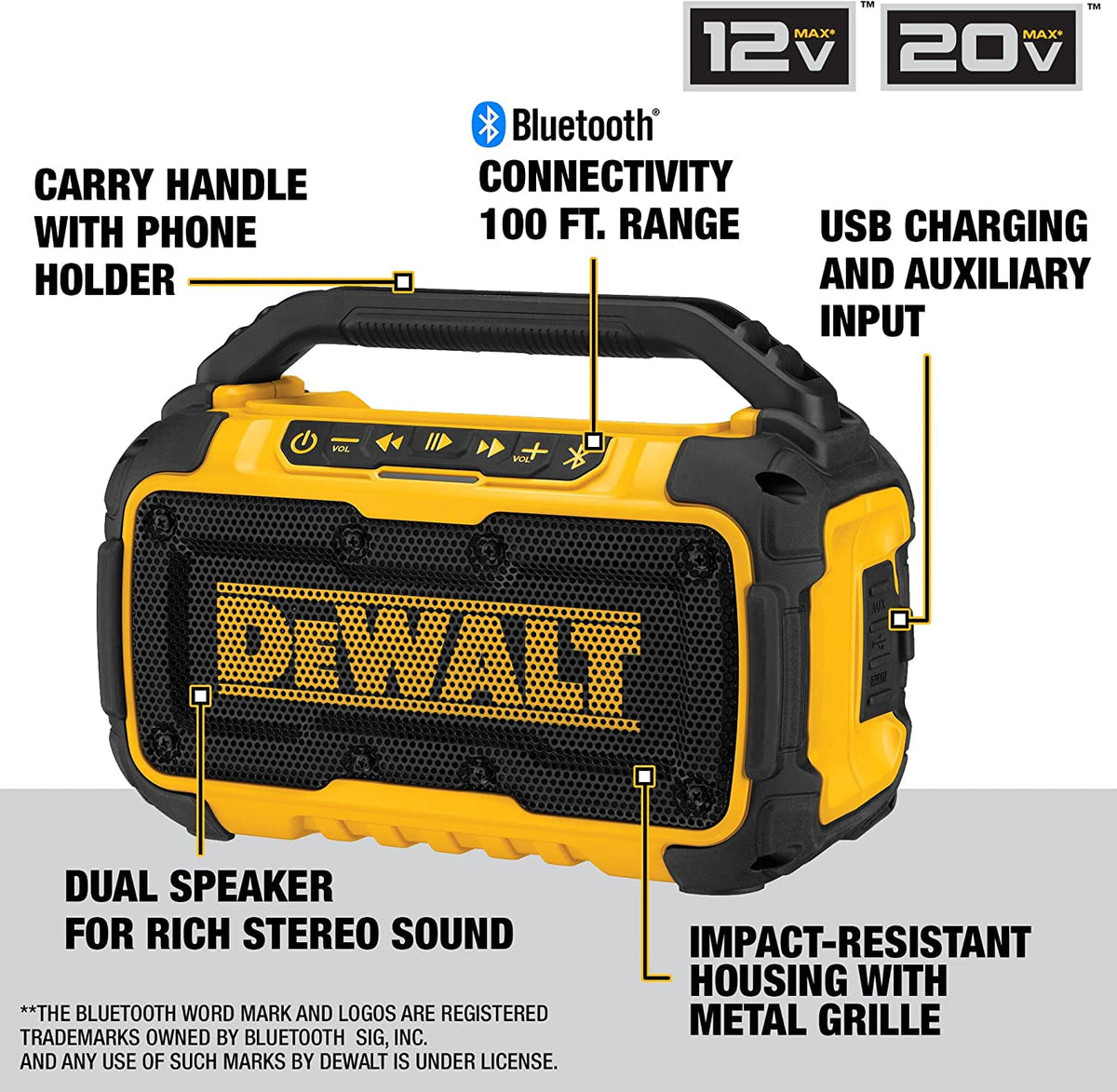 DeWalt 20V Max Jobsite Bluetooth Speaker for Jobsite