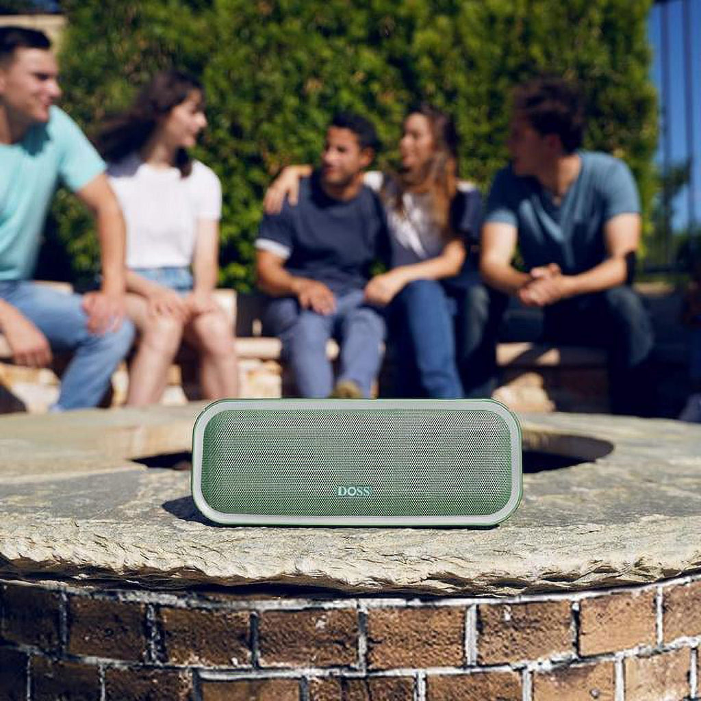 DOSS Wireless Bluetooth Speaker with 24W Impressive Sound, Booming Bass, IPX6 Waterproof, 15Hrs Playtime, Wireless Stereo Pairing, Mixed Colors Lights, 66 FT -Black